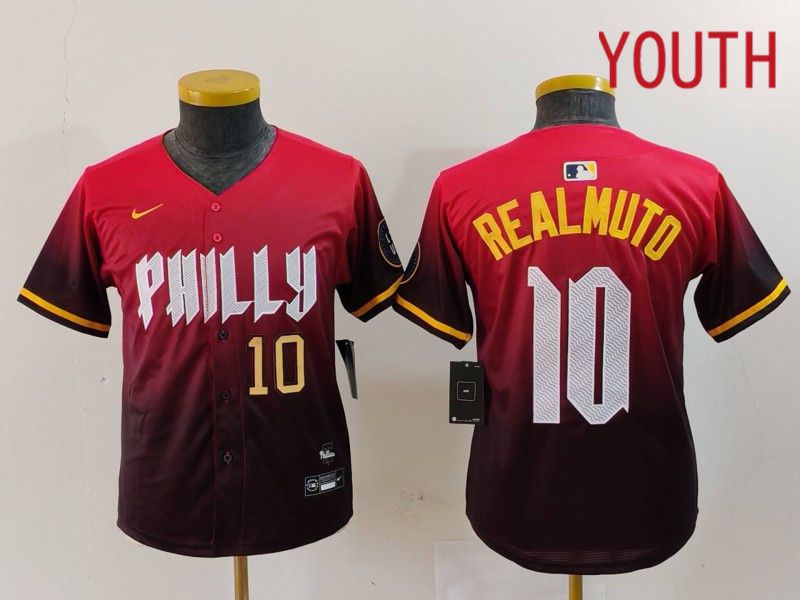 Youth Philadelphia Phillies #10 Realmuto Red City Edition 2024 Nike MLB Jersey style 3